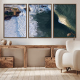 37405684-MGV-CV-36X24-Nazaré Coast Wall Art Canvas Print, Framed Aerial Ocean Art Picture Print, Coastal Fortress Perfect Dramatic Coastal Decor Artwork