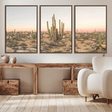 76234974-MGV-CV-36X24-Desert Cactus Wall Art Canvas Print, Framed Baja Desert Art Picture Print, Pastel Desert Perfect Southwestern Boho Decor Artwork