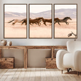 83644685-MGV-CV-36X24-Wild Horse Art Wall Art Canvas Print, Framed Rustic Western Art Picture Print, Desert Horse Scene Perfect Rustic Western Decor