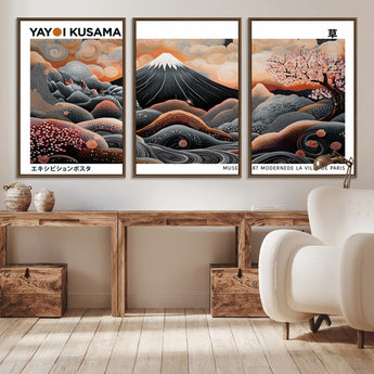 63125329-MGV-CV-36X24-Japanese Mt Fuji Wall Art – Surreal Ukiyo e Style Cherry Blossom Poster, Swirling Cloud Landscape Print, Modern Oriental Asian