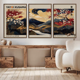 54967195-MGV-CV-36X24-Mount Fuji Wall Art – Japanese Cherry Blossom Abstract Canvas Print, Navy Gold Landscape Painting, Oriental Luxury Home Decor