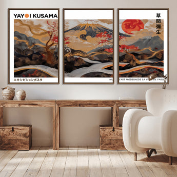 85375874-MGV-CV-36X24-Mount Fuji Abstract Wall Art – Japanese Landscape Canvas Print, Cherry Blossom & Red Sun Painting, Elegant Modern Zen Asian Home