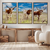 58099948-MGV-CV-36X24-Texas Longhorn Wall Art Canvas Print, Framed Western Decor Art Picture Print, Rustic Farmhouse Perfect Western Farmhouse Decor