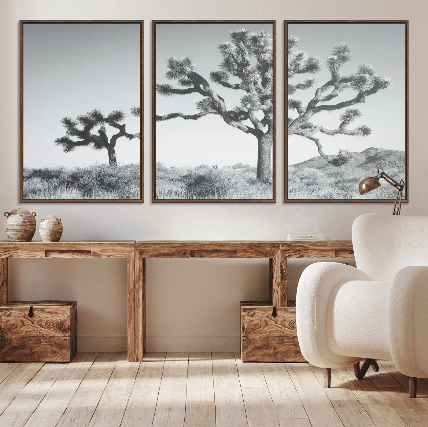 58647785-MGV-CV-36X24-Calm Earthy Aesthetic Wall Art Canvas Print, Framed Arid Terrain Decor Art Picture Print, Joshua Tree Perfect Rustic Minimalist