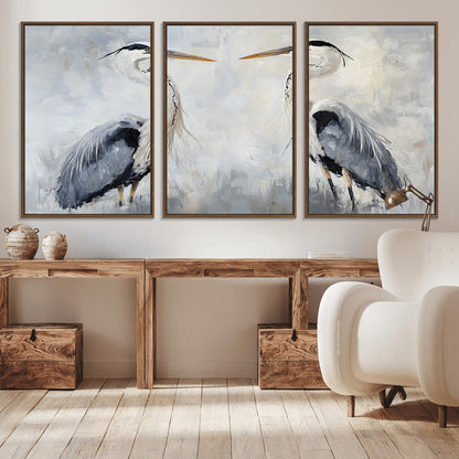 90806932-MGV-CV-36X24-Heron Wall Art Wall Art Canvas Print, Framed Bird Canvas Decor Art Picture Print, Nature Inspired Perfect Coastal Minimalist Decor