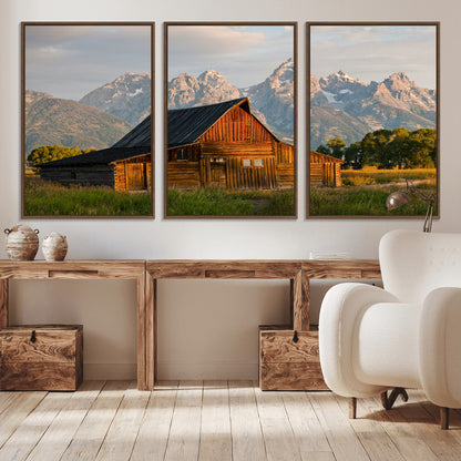 31771014-MGV-CV-36X24-Rustic Barn Wall Art Canvas Print, Framed Western Landscape Art Picture Print, Farmhouse Style Perfect Rustic Farmhouse Decor
