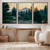 66397982-MGV-CV-36X24-Mountain Landscape Wall Art Canvas Print, Framed Forest Serenity Art Picture Print, Mountain Landscape Perfect Rustic Wilderness