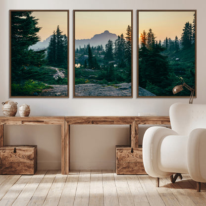 66397982-MGV-CV-36X24-Mountain Landscape Wall Art Canvas Print, Framed Forest Serenity Art Picture Print, Mountain Landscape Perfect Rustic Wilderness