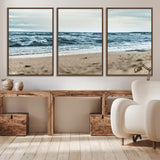 81812590-MGV-CV-36X24-Ocean Wall Art Wall Art Canvas Print, Framed Coastal Canvas Art Picture Print, Moody Seascape Perfect Coastal Minimalist Decor