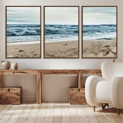 81812590-MGV-CV-36X24-Ocean Wall Art Wall Art Canvas Print, Framed Coastal Canvas Art Picture Print, Moody Seascape Perfect Coastal Minimalist Decor