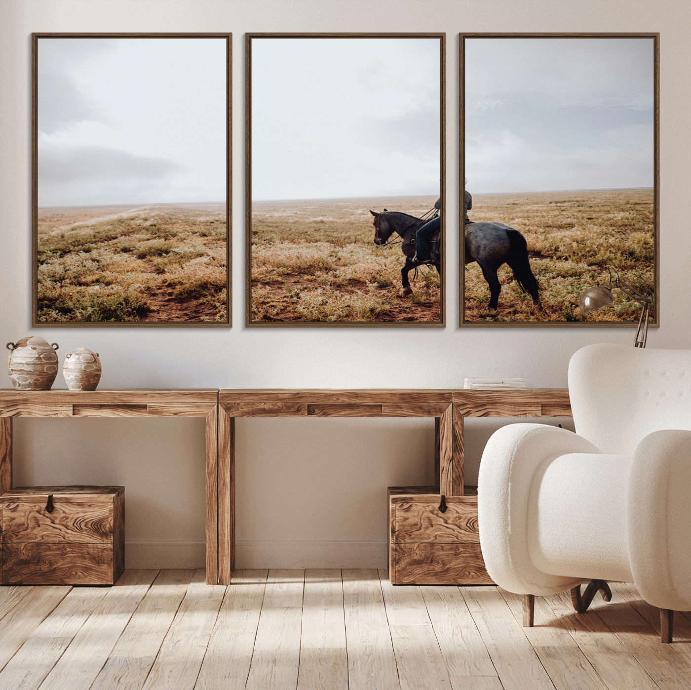 57597730-MGV-CV-36X24-Cowboy Wall Art Wall Art Canvas Print, Framed Western Canvas Art Picture Print, Rustic Ranch Scene Perfect Rustic Western Decor