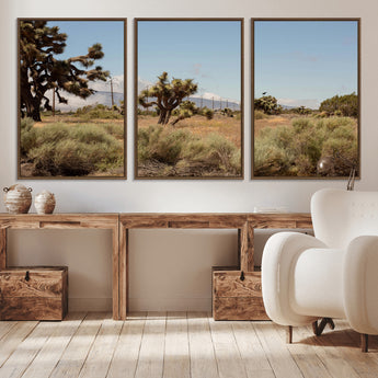 16114018-MGV-CV-36X24-Joshua Tree Wall Art Canvas Print, Framed Desert Landscape Art Picture Print, Mountain Horizon Perfect Southwestern Boho Decor