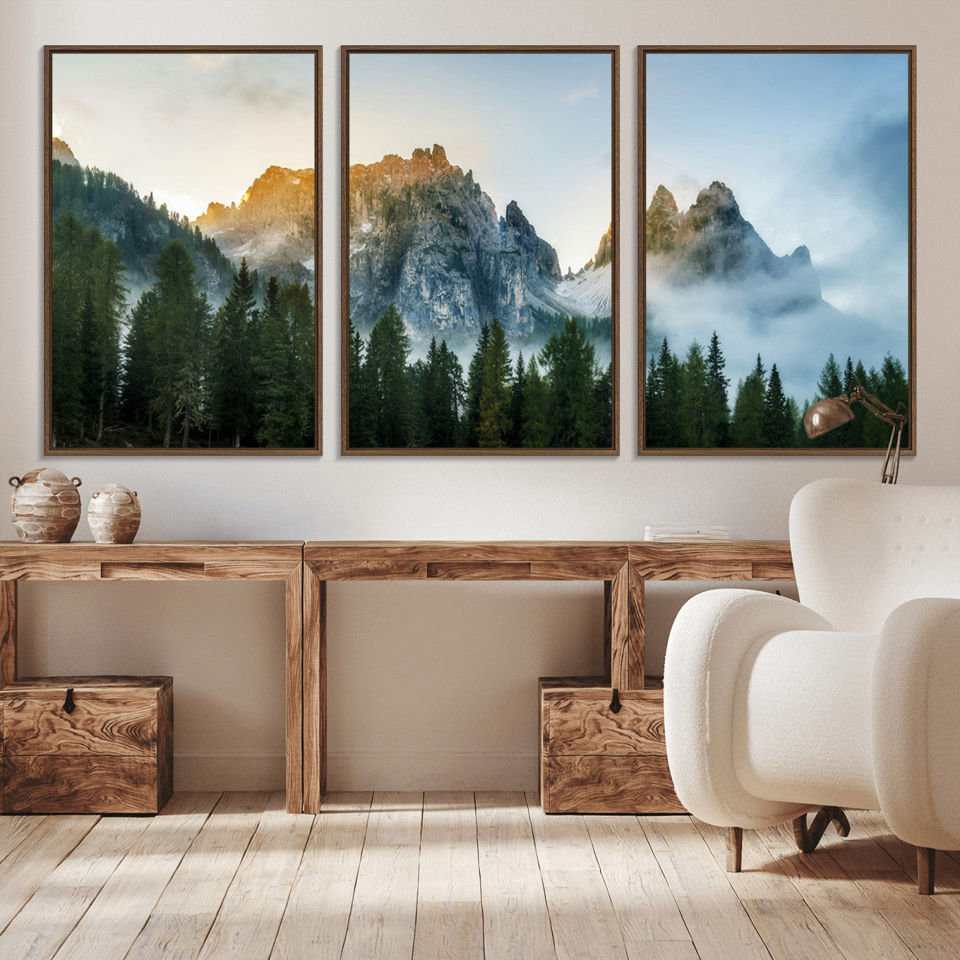21145440-MGV-CV-36X24-Wilderness Wall Art Wall Art Canvas Print, Framed Nature Landscape Decor Art Picture Print, Misty Forest Photography Perfect