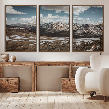 44565953-MGV-CV-36X24-Mountain Landscape Wall Art Canvas Print, Framed Snowy Peaks Art Picture Print, Rugged Highlands Perfect Rustic Adventure Decor