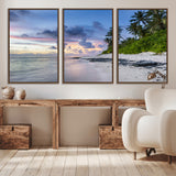75045485-MGV-CV-36X24-Tropical Beach Wall Art Canvas Print, Framed Sunset Glow Art Picture Print, Palm Tree Coast Perfect Tropical Coastal Decor Artwork