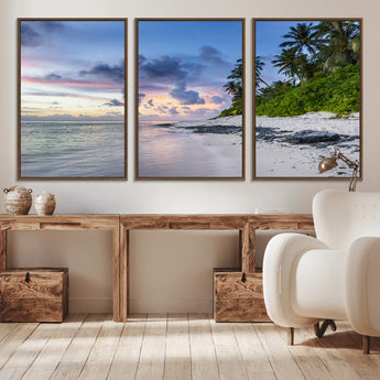 75045485-MGV-CV-36X24-Tropical Beach Wall Art Canvas Print, Framed Sunset Glow Art Picture Print, Palm Tree Coast Perfect Tropical Coastal Decor Artwork