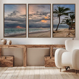 62574547-MGV-CV-36X24-Tropical Storm Wall Art Canvas Print, Framed Moody Beach Art Picture Print, Dramatic Sky Perfect Tropical Coastal Decor Artwork