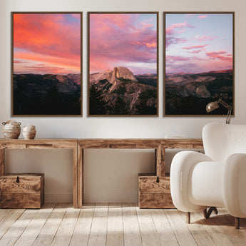 32786115-MGV-CV-36X24-Half Dome Wall Art Canvas Print, Framed Yosemite National Park Art Picture Print, Dramatic Sunset Perfect Adventurous Wilderness