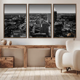 46578567-MGV-CV-36X24-Atlanta Skyline Wall Art – Black and White Cityscape Canvas Print, Modern Urban Night Decor for Office, Living Room, or Apartment