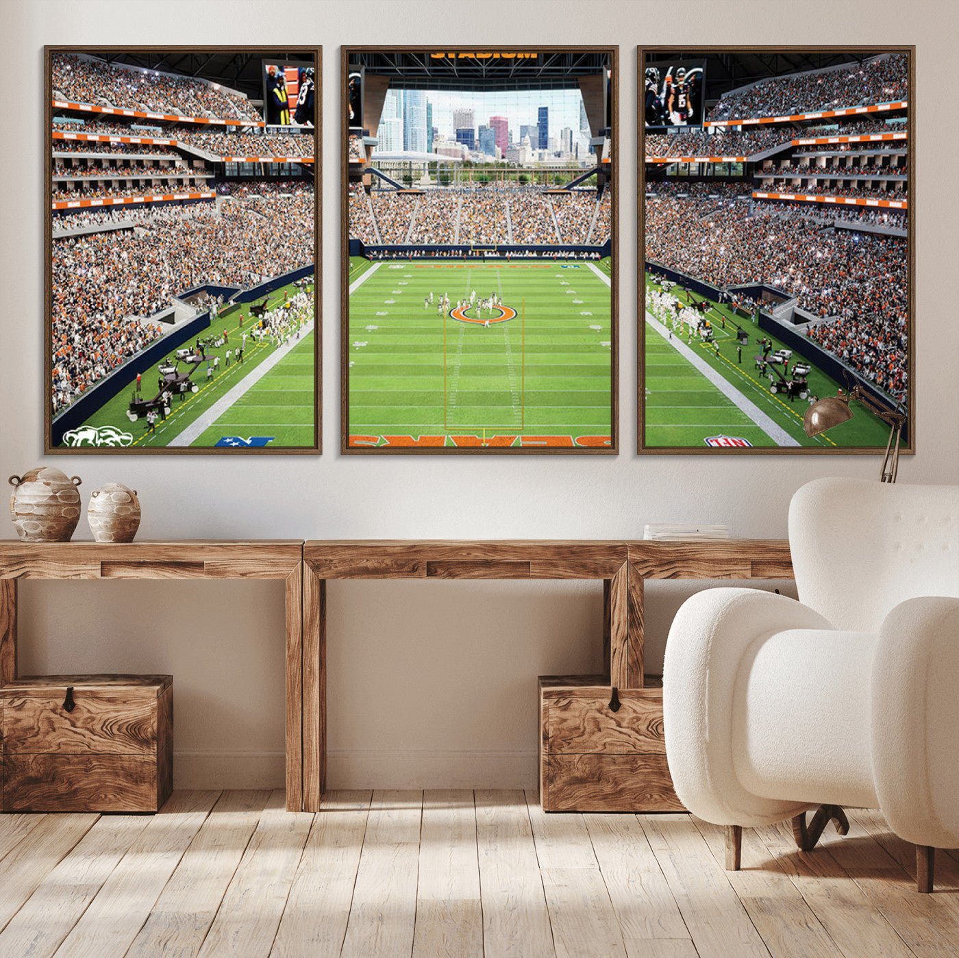 76935553-MGV-CV-36X24-Football Stadium Wall Art – Panoramic Game Day Canvas Print, Sports Decor for Man Cave, Office, Bar, or Living Room