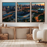 36690345-MGV-CV-36X24-Soldier Field Wall Art – Chicago Bears Stadium Aerial Night Canvas Print, City Skyline Football Decor for Living Room, Office, or