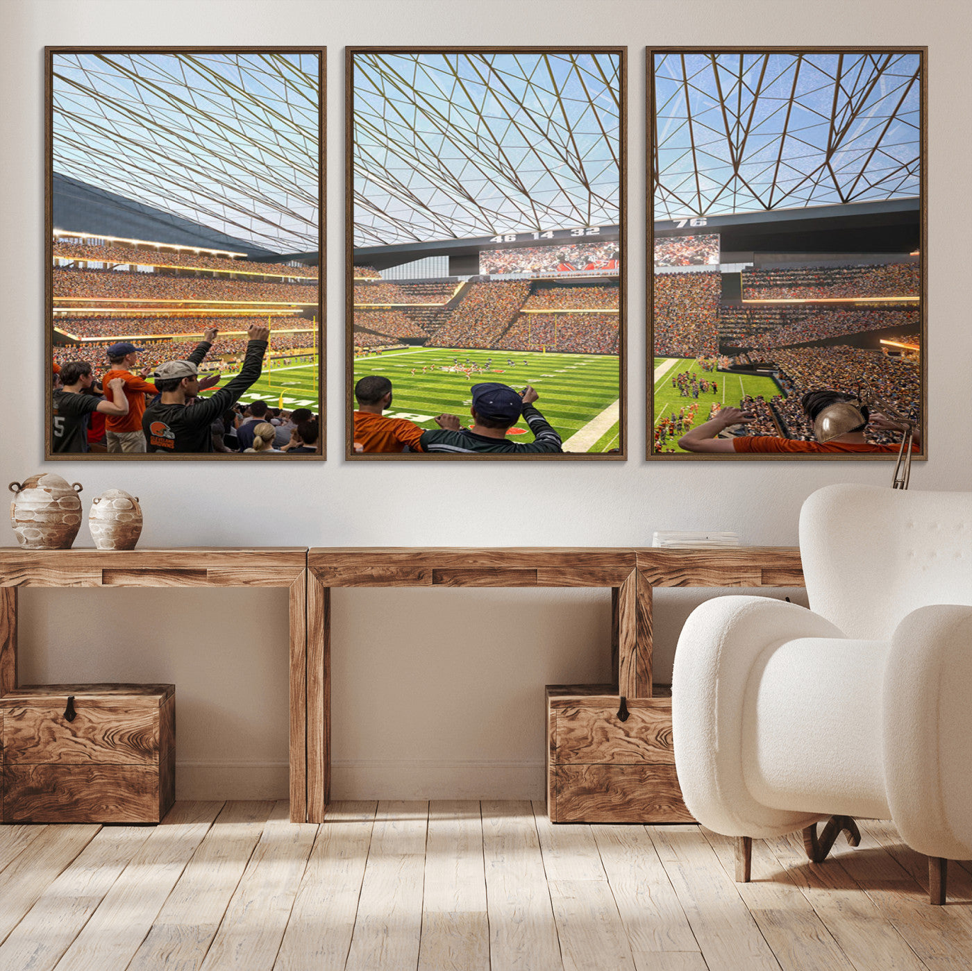 81960112-MGV-CV-36X24-Futuristic Football Stadium Wall Art – Modern Dome Arena Canvas Print, Chicago Bears Concept Design Sports Decor for Man Cave or