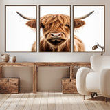 637908607-MGV-FC-93X47-3P_Black-Highland Cow Wall Art Print – Rustic Farmhouse Animal Portrait, Scottish Highland Cattle Canvas, Modern Country Wall Decor for