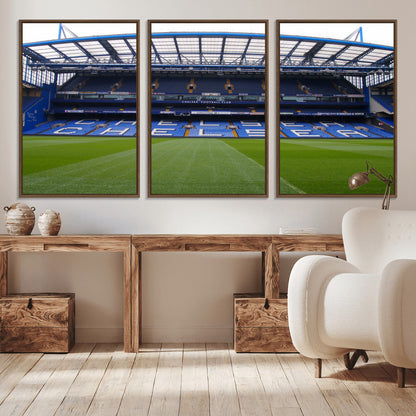 38616413CHELSA-MGV-CV-36X24-Chelsea Stadium Wall Art – Panoramic Football Field Canvas Print, Game Day Sports Decor for Living Room, Office, or Man Cave