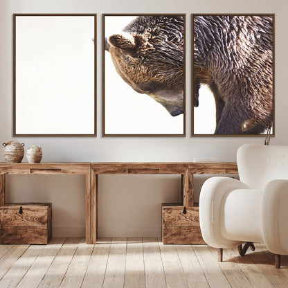 14405507-MGV-CV-36X24-Bear Wall Art – Wildlife Canvas Print with Rustic Animal Portrait and Minimalist Background, Nature Inspired Photography for
