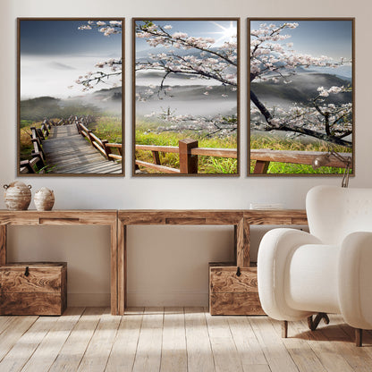34632598CRY-MGV-CV-36X24-Sakura Cherry Blossom Pathway Canvas Wall Art – Tranquil Walk Through Blossoming Nature – Ready to Hang