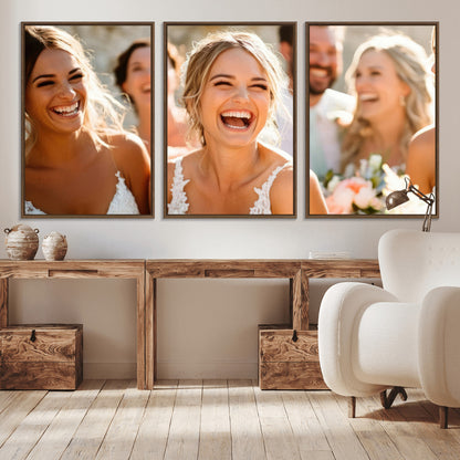 CSTM912-MGV-CV-36X24-Framed Wedding Canvas Print - Custom Wall Art Keepsake for Couples, Elegant Home Decoration Gift, Create Your Own Photo Canvas