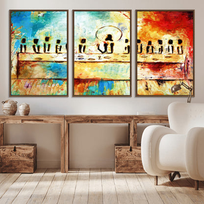 YKE34632598CR-MGV-CV-36X24-Abstract Last Supper with Apostles Wall Art Canvas Print