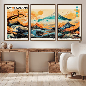 94085549-MGV-CV-36X24-Japanese Wave and Mountain Wall Art – Panoramic Abstract Landscape Canvas Print, Asian Inspired Nature Decor for Living Room,