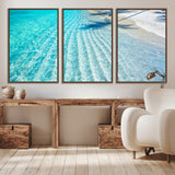 68127042-MGV-FC-60X30-3P_Walnut-Beach Wall Art – Tropical Ocean Canvas Print, Clear Water and White Sand Photography Decor for Bedroom, Living Room, Office,