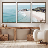 79395467-MGV-CV-36X24-Coastal Wall Art – Aerial Beach Canvas Print, Ocean Waves and Sandy Shore Photography Decor for Bedroom, Living Room, Office,