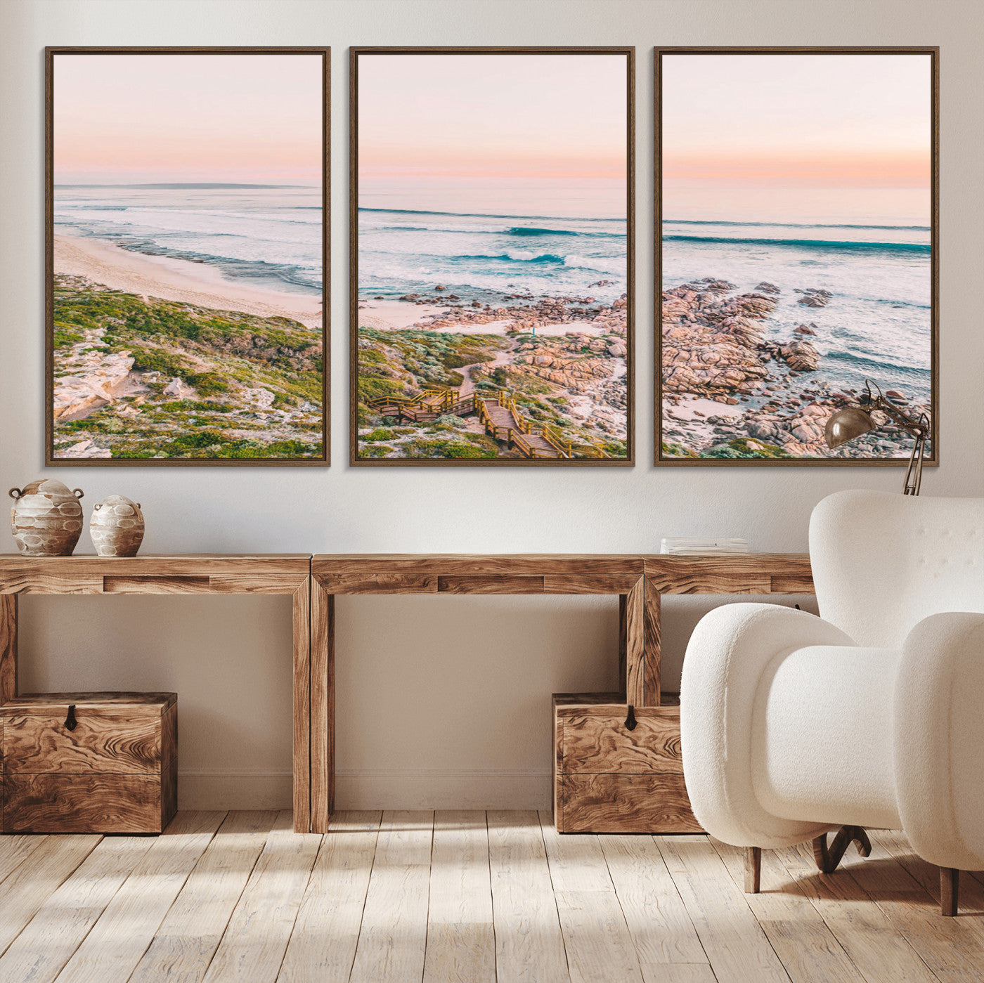 27332135-MGV-CV-36X24-Coastal Sunset Wall Art – Ocean Waves and Rocky Shore Canvas Print, Scenic Seaside Photography Decor for Bedroom, Living Room,