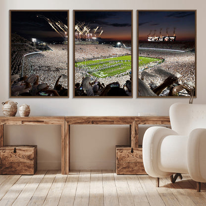11221988-MGV-CV-36X24-Football Stadium Wall Art – Game Day Crowd with Fireworks, Sports Fan Photography Print, Stadium Decor for Man Cave, Bar, or