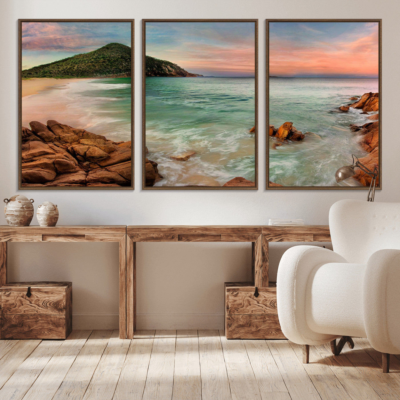 53831025-MGV-CV-36X24-Coastal Landscape Wall Art – Tropical Beach Ocean Canvas Print, Sunset Mountain View Photography Decor for Living Room, Bedroom,