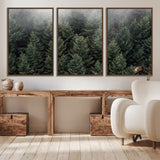 84059409-MGV-CV-36X24-Forest Wall Art – Misty Evergreen Trees Canvas Print, Tranquil Nature Photography Decor for Bedroom, Living Room, Office, Cabin or