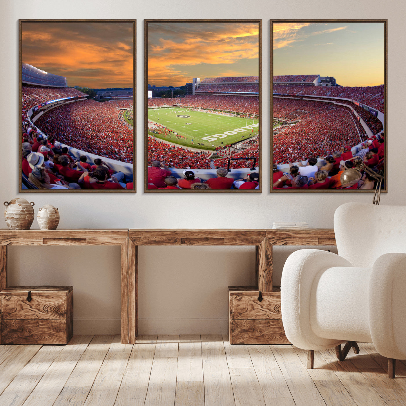 73680988-MGV-CV-36X24-Sanford Stadium Wall Art – Georgia Bulldogs Football Sunset Game Canvas Print, College Sports Decor for Man Cave, Bar, Office, or