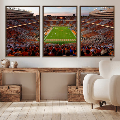 37160229-MGV-CV-36X24-Tennessee Volunteers Wall Art – Neyland Stadium Sunset Checkerboard Game Canvas Print, Vols Football Panorama Sports Decor