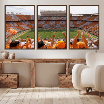76011417-MGV-CV-36X24-Neyland Stadium Wall Art – Panoramic Tennessee Volunteers Checkerboard Crowd Canvas Print, Day Game Football Celebration Sports