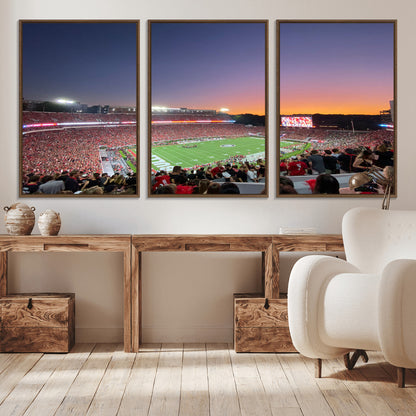 25139565-MGV-CV-36X24-Sanford Stadium Wall Art – Panoramic Georgia Bulldogs Sunset Football Game Canvas Print, Red Crowd Sports Decor for Office, Man