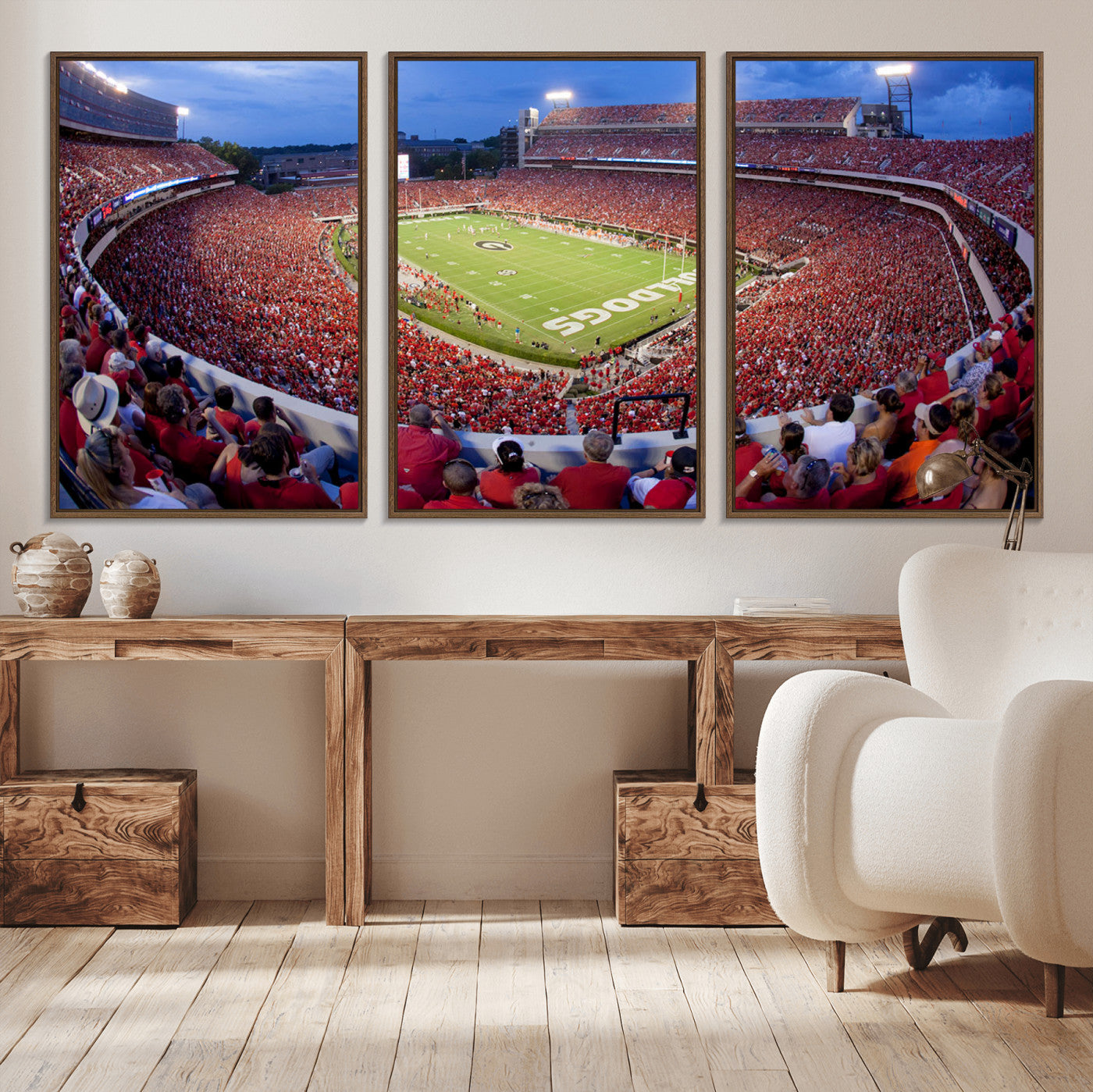 10244378-MGV-CV-36X24-Sanford Stadium Wall Art – Panoramic Georgia Bulldogs Day Game Football Canvas Print, Game Day Crowd Sports Decor for Office, Man