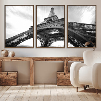 40006-MGV-CV-36X24-Eiffel Tower Wall Art – Black and White Architectural Photo Print, Paris Inspired Decor for Bedroom, Office, Studio or Modern