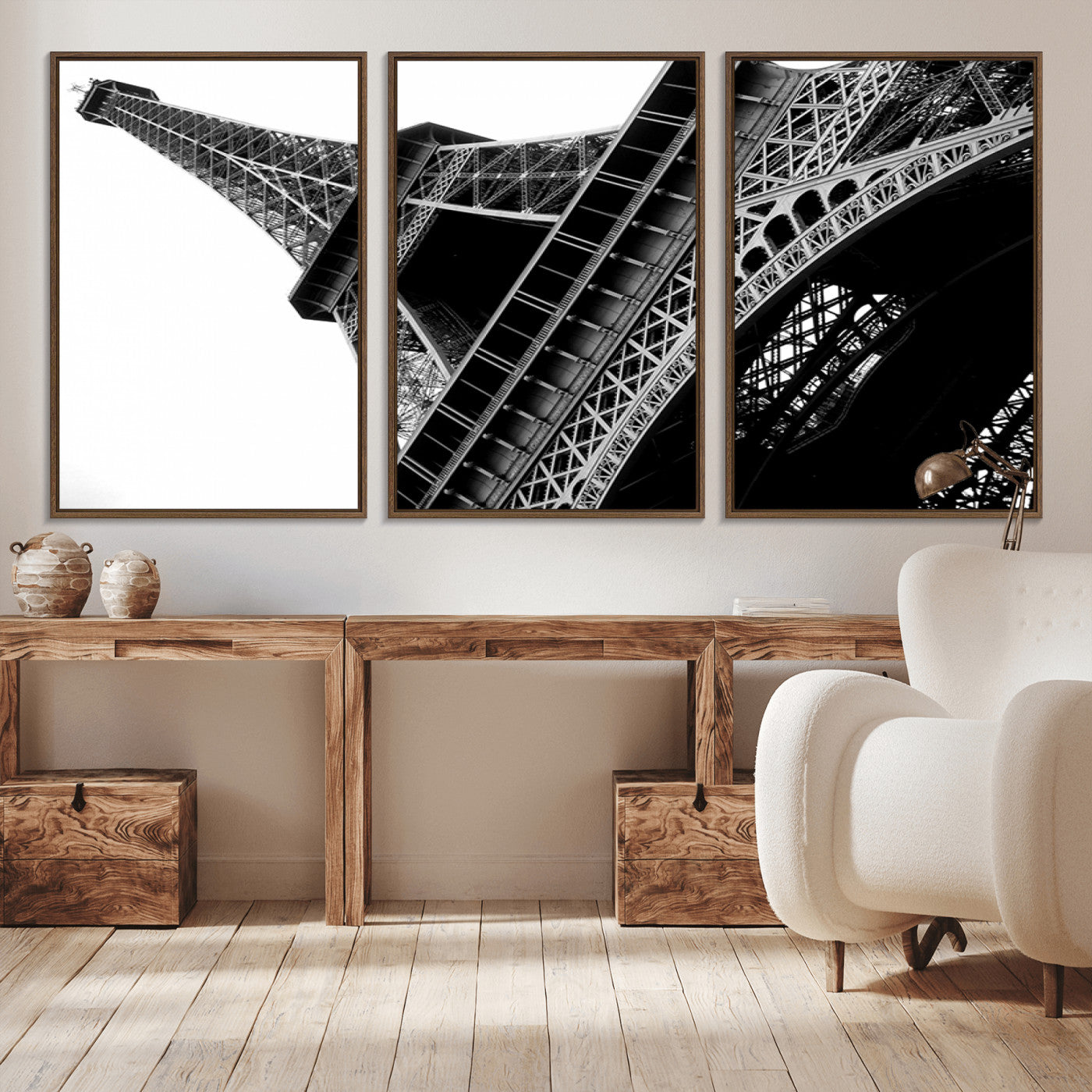 89033-MGV-CV-36X24-Eiffel Tower Wall Art – Dramatic Black and White Architectural Canvas Print, Modern Paris Decor for Office, Living Room or