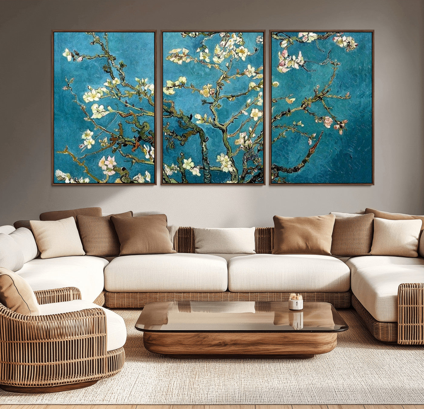91714-MGV-CV-36X24-Almond Blossoms Wall Art – Handcrafted Van Gogh Inspired Floral Canvas Print, Beautiful Nature Decor for Living Room, Bedroom, or