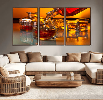 18250-MGV-CV-36X24-Whiskey Pour Wall Art – Captivating Whiskey Splash Canvas Print, Elegant Bar or Home Lounge Decor for Office, Man Cave or Living