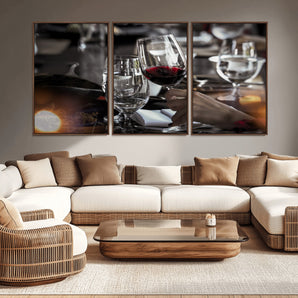 75513-MGV-CV-36X24-Elegant Wine Toast Wall Art – Close-Up Red Wine Glass at Dinner Table Canvas Print, Sophisticated Dining Room or Bar Decor