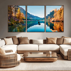 32962-MGV-CV-36X24-Mountain Lake Wall Art – Tranquil Autumn Landscape Canvas Print, Nature Reflection Decor for Living Room, Bedroom, Office or Cabin